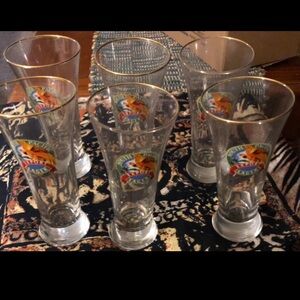 South Pacific Export Lager Beer Of Paradise Gold Rim Drinking Glasses Set Of 6